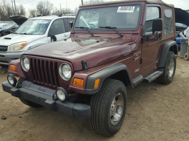 1J4FA49S31P308088 - 2001 JEEP WRANGLER / MAROON photo 2