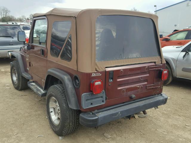 1J4FA49S31P308088 - 2001 JEEP WRANGLER / MAROON photo 3