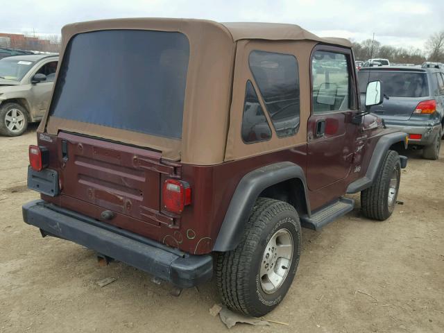 1J4FA49S31P308088 - 2001 JEEP WRANGLER / MAROON photo 4