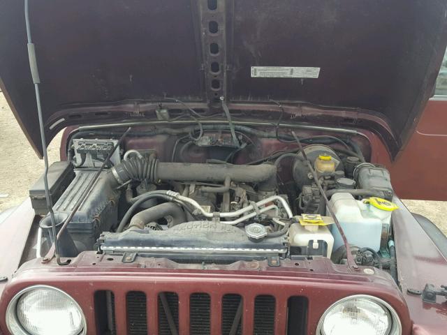 1J4FA49S31P308088 - 2001 JEEP WRANGLER / MAROON photo 7