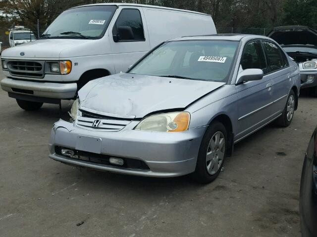 1HGES26711L052173 - 2001 HONDA CIVIC EX SILVER photo 2