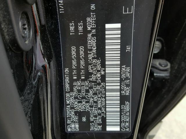 JTJHY7AX4F4169128 - 2015 LEXUS LX 570 BLACK photo 10