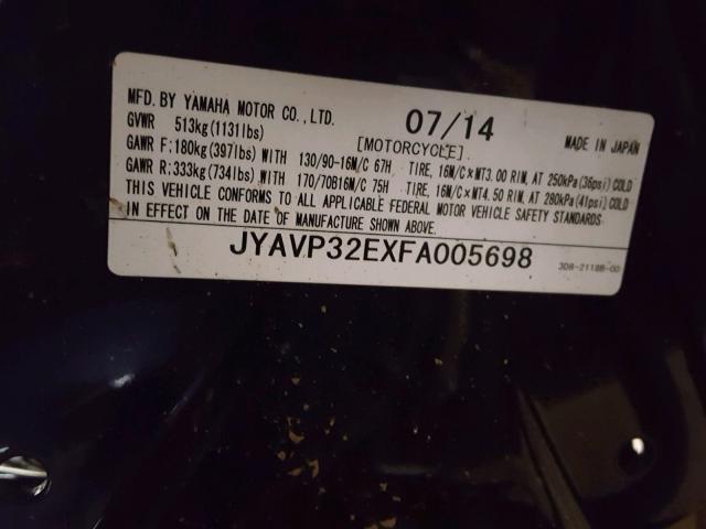 JYAVP32EXFA005698 - 2015 YAMAHA XVS1300 CT BLUE photo 10