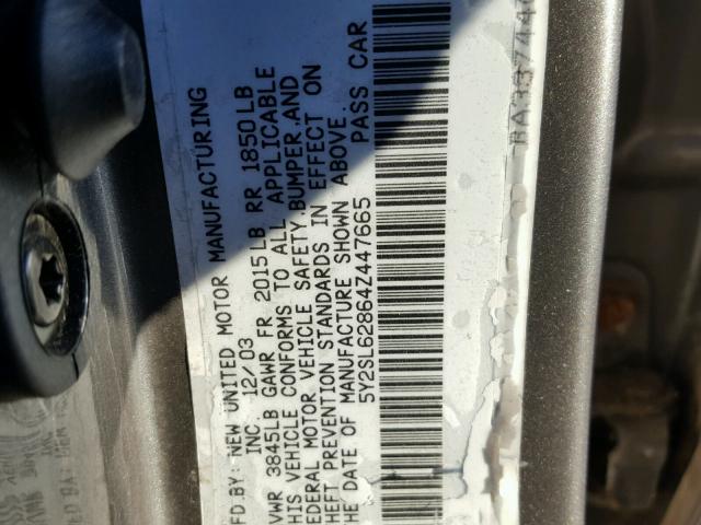 5Y2SL62864Z447665 - 2004 PONTIAC VIBE GRAY photo 10