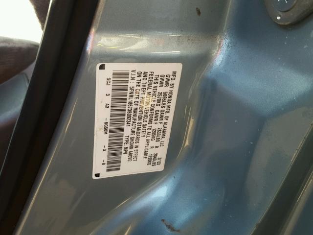 5FNRL18673B092341 - 2003 HONDA ODYSSEY EX BLUE photo 10