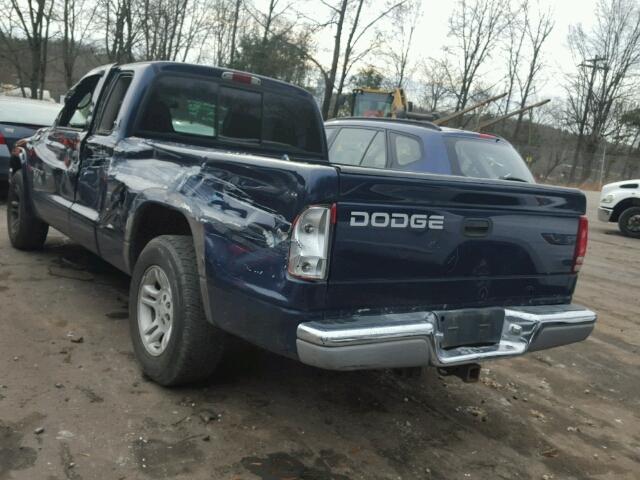 1B7GL42N02S578127 - 2002 DODGE DAKOTA SLT BLUE photo 3