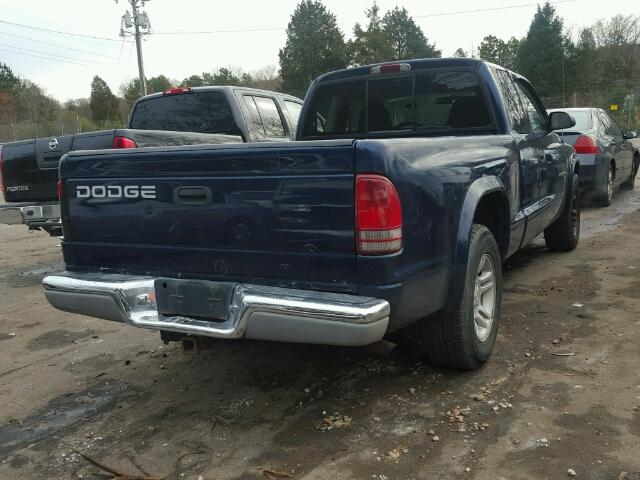 1B7GL42N02S578127 - 2002 DODGE DAKOTA SLT BLUE photo 4