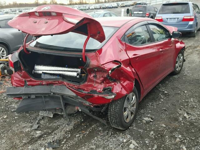 KMHDH4AE7GU525809 - 2016 HYUNDAI ELANTRA SE RED photo 4