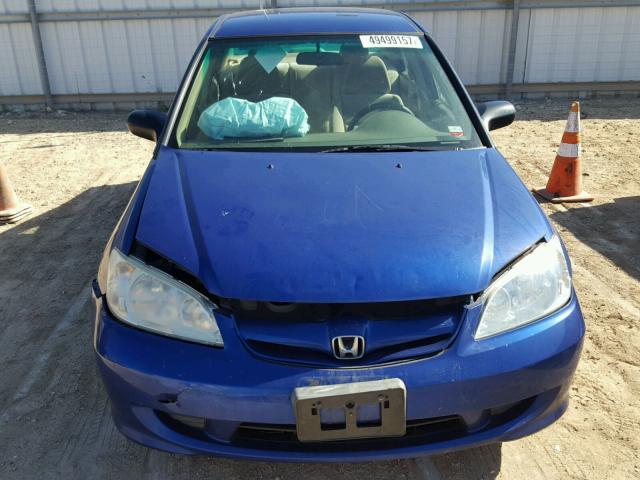 1HGES16464L006536 - 2004 HONDA CIVIC DX BLUE photo 9