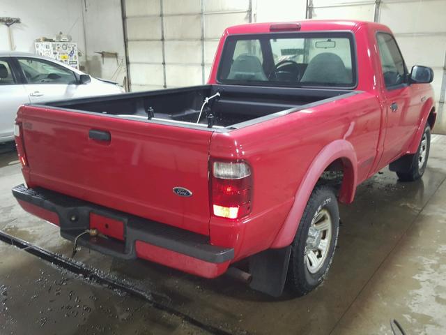 1FTYR10UX1PB52443 - 2001 FORD RANGER RED photo 4