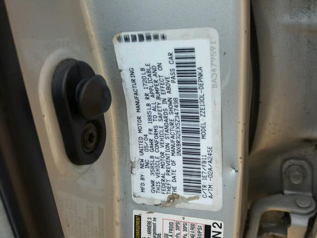 1NXBR32EX5Z347498 - 2005 TOYOTA COROLLA CE SILVER photo 10