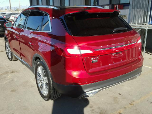 2LMPJ6LR6HBL45021 - 2017 LINCOLN MKX RESERV RED photo 3