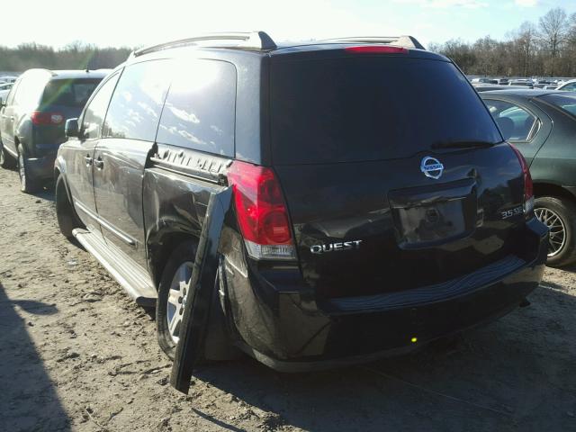 5N1BV28U16N105893 - 2006 NISSAN QUEST S BLACK photo 3