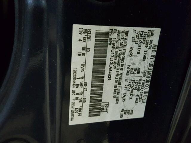 1FMPU17L13LA64829 - 2003 FORD EXPEDITION BLACK photo 10