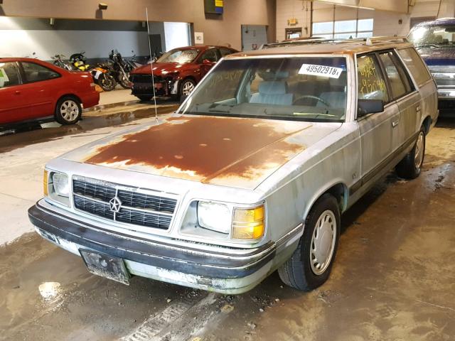 1B3BD39K3HF313122 - 1987 DODGE ARIES LE BLUE photo 2