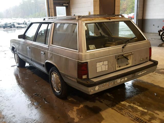 1B3BD39K3HF313122 - 1987 DODGE ARIES LE BLUE photo 3