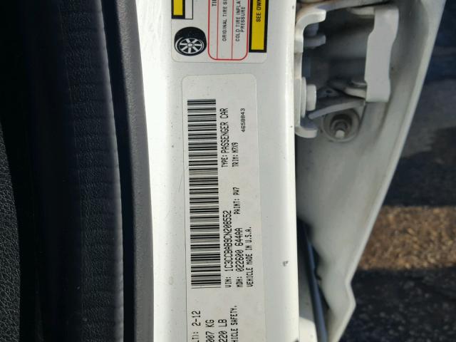 1C3CCBAB9CN208552 - 2012 CHRYSLER 200 LX WHITE photo 10