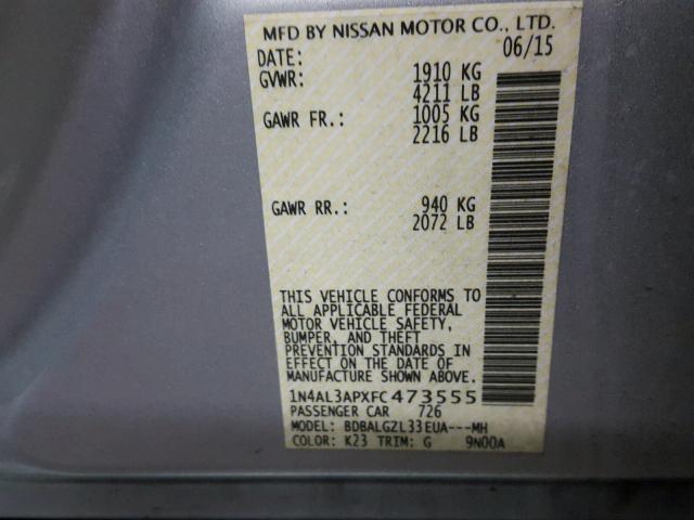 1N4AL3APXFC473555 - 2015 NISSAN ALTIMA 2.5 SILVER photo 10