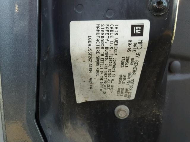 1G8AJ55F26Z131554 - 2006 SATURN ION LEVEL GRAY photo 10
