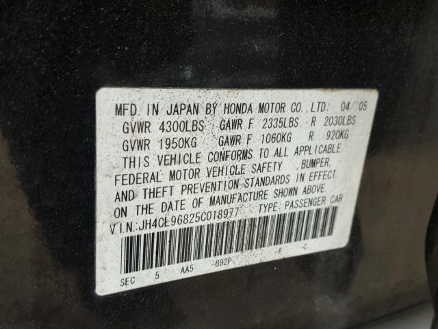 JH4CL96825C018977 - 2005 ACURA TSX BLACK photo 10