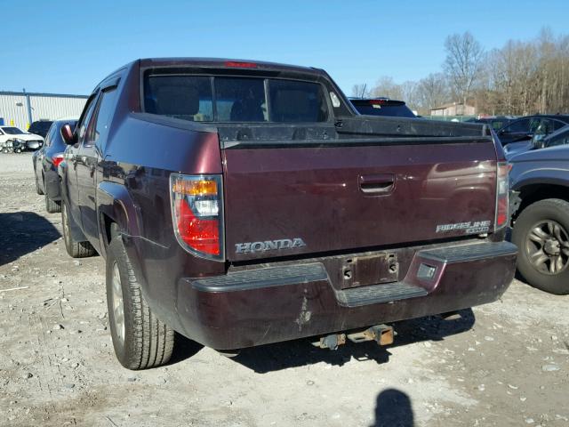 2HJYK16417H543176 - 2007 HONDA RIDGELINE BURGUNDY photo 3