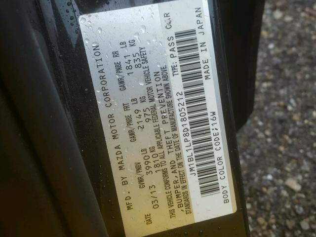 JM1BL1LP8D1805212 - 2013 MAZDA 3 I CHARCOAL photo 10
