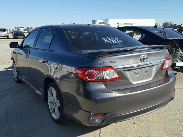 5YFBU4EE8DP212343 - 2013 TOYOTA COROLLA BA GRAY photo 3