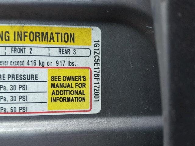 1G1ZC5E17BF172001 - 2011 CHEVROLET MALIBU 1LT 灰色 照片 10