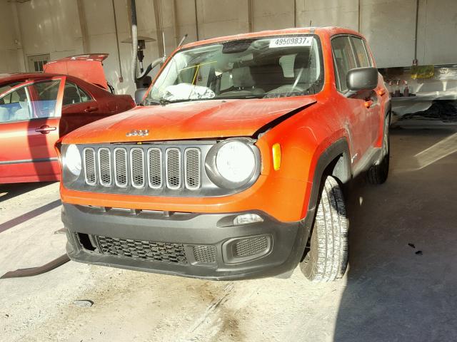 ZACCJAAB5HPE76217 - 2017 JEEP RENEGADE S ORANGE photo 2