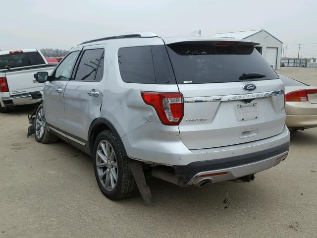 1FM5K8F84HGA34971 - 2017 FORD EXPLORER L SILVER photo 3