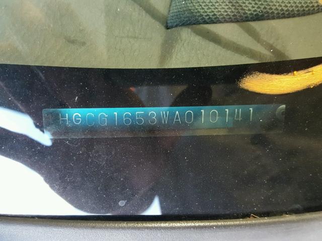 1HGCG1653WA010141 - 1998 HONDA ACCORD EX SILVER photo 10