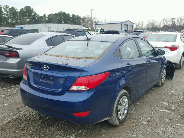 KMHCT4AE0GU033195 - 2016 HYUNDAI ACCENT SE BLUE photo 4