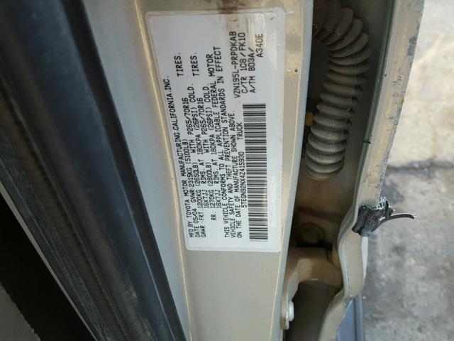 5TEGN92NX4Z415930 - 2004 TOYOTA TACOMA DOU SILVER photo 10