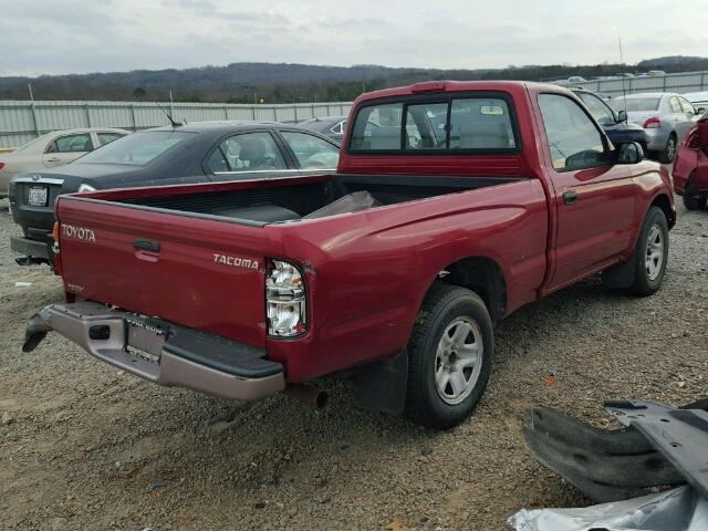 5TENL42NX2Z001043 - 2002 TOYOTA TACOMA BURGUNDY photo 4