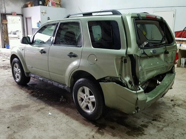 1FMCU49H88KA42056 - 2008 FORD ESCAPE HEV GREEN photo 3