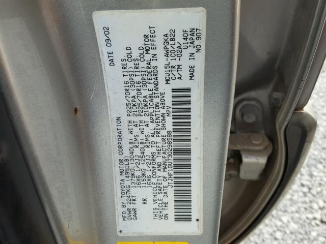 JTJHF10U730298588 - 2003 LEXUS RX 300 GRAY photo 10