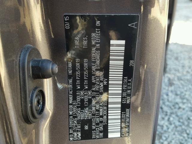 5TDXK3DC8FS596706 - 2015 TOYOTA SIENNA SPO CHARCOAL photo 10