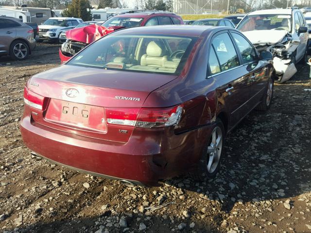 5NPEU46F47H201961 - 2007 HYUNDAI SONATA SE BURGUNDY photo 4