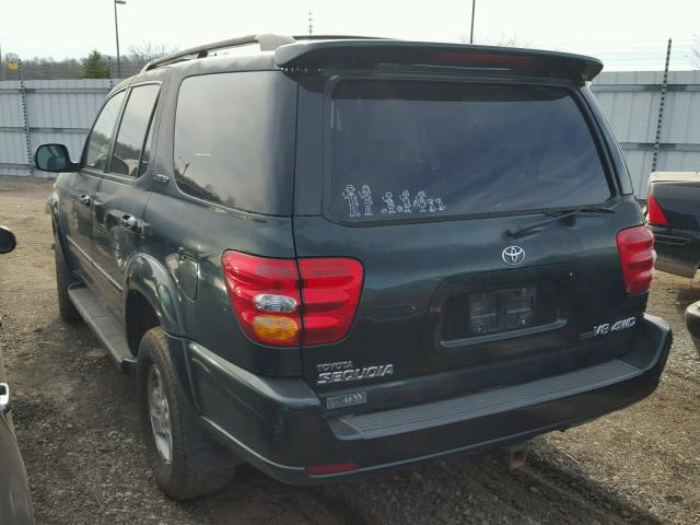 5TDBT48A71S039915 - 2001 TOYOTA SEQUOIA LI GREEN photo 3