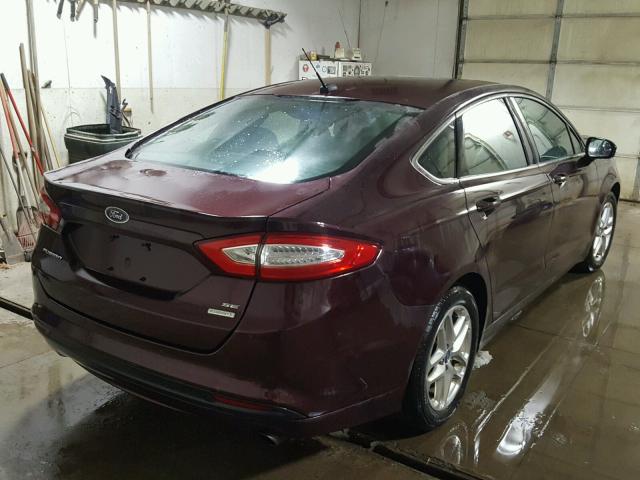 3FA6P0HR8DR118804 - 2013 FORD FUSION SE BURGUNDY photo 4