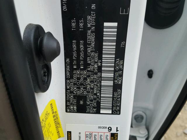 JTJJM7FX1H5152788 - 2017 LEXUS GX PREMIUM WHITE photo 10