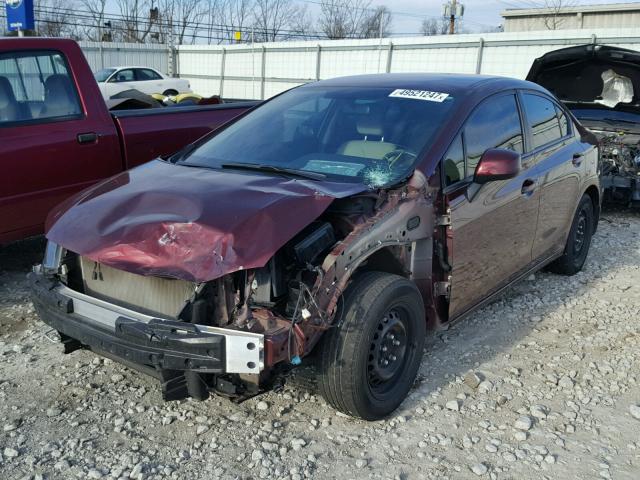 19XFB2F52DE038328 - 2013 HONDA CIVIC LX MAROON photo 2