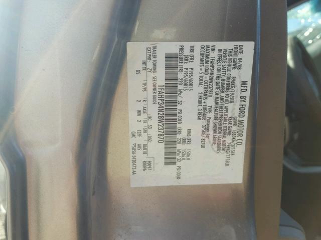 1FAHP34N28W237870 - 2008 FORD FOCUS S/SE GRAY photo 10