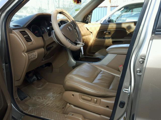 2HKYF18637H505057 - 2007 HONDA PILOT EXL TAN photo 5