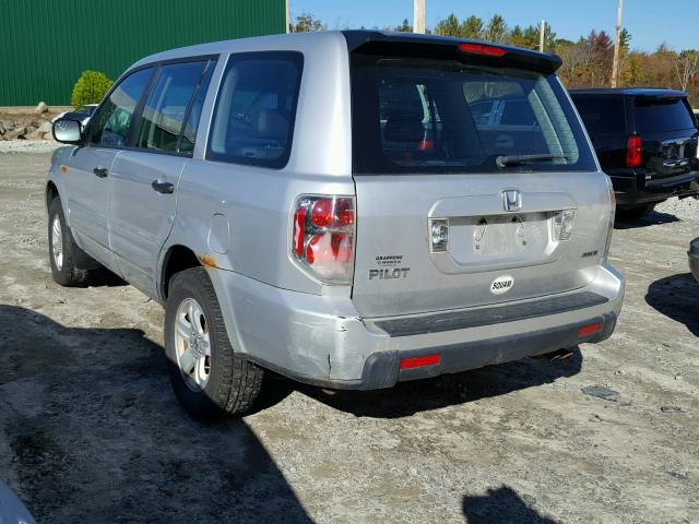 2HKYF181X7H508087 - 2007 HONDA PILOT LX SILVER photo 3