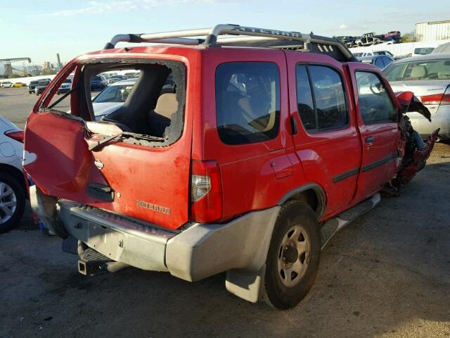 5N1ED28T01C511773 - 2001 NISSAN XTERRA XE RED photo 4