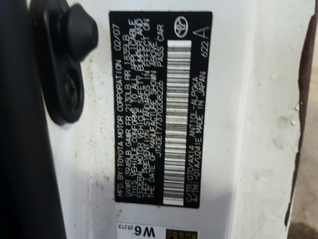 JTKDE177370208226 - 2007 TOYOTA SCION TC 白色 照片 10