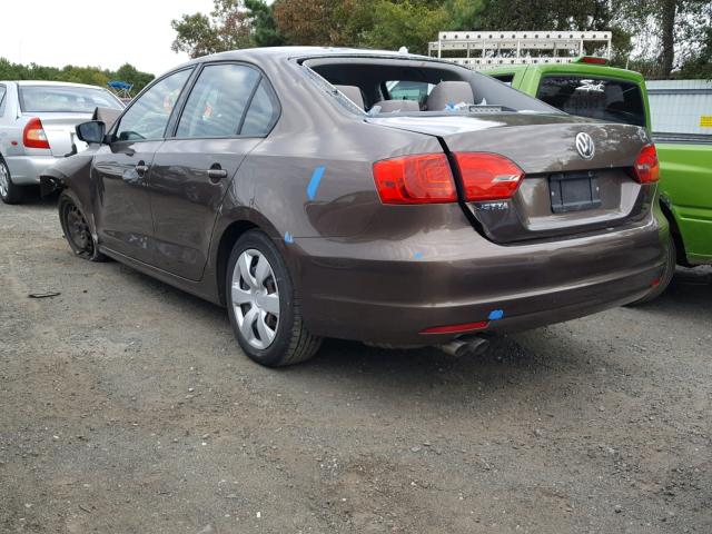 3VW2K7AJ5BM371834 - 2011 VOLKSWAGEN JETTA BASE BROWN photo 3