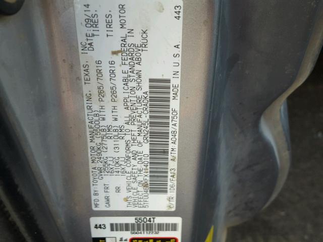 5TFUU4ENXFX114010 - 2015 TOYOTA TACOMA ACC SILVER photo 10