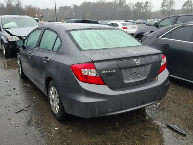 19XFB2F54CE350651 - 2012 HONDA CIVIC LX GRAY photo 3